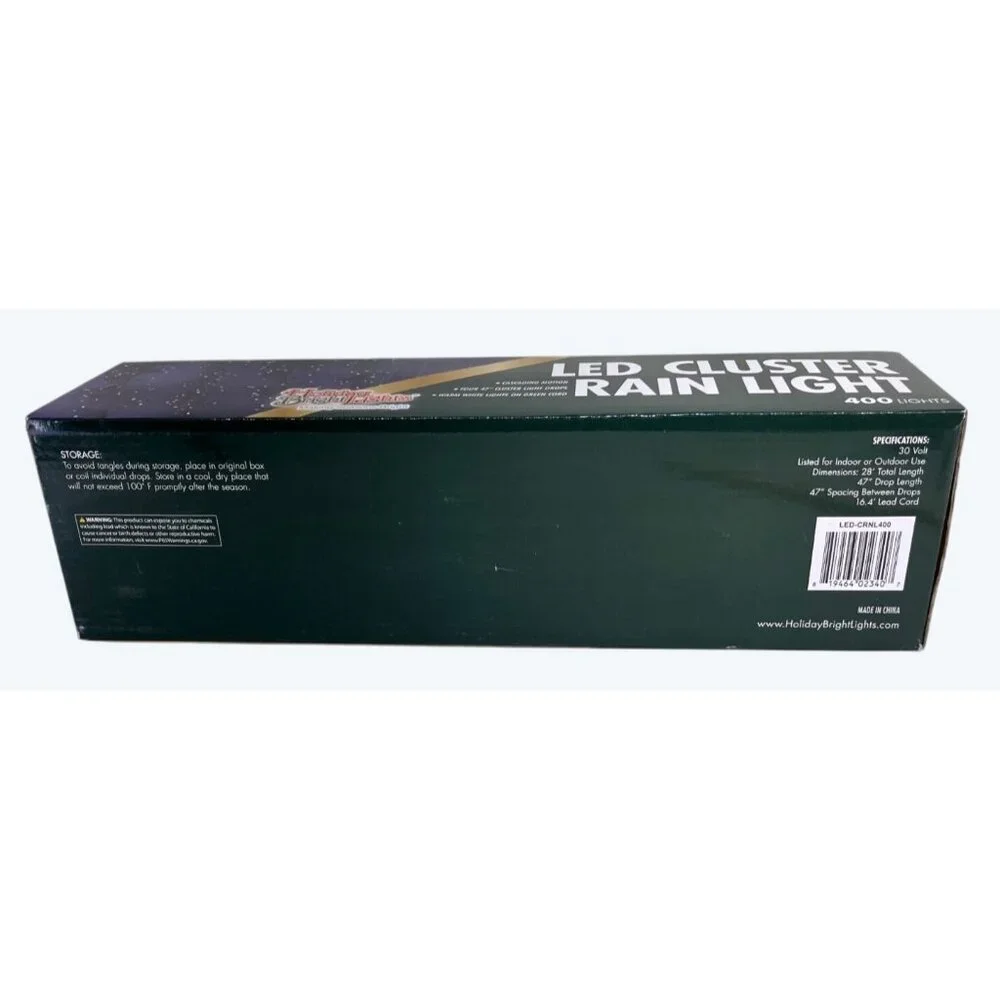 NIB Holiday Bright Lights 400 LED Cascading Cluster Rain Light Set